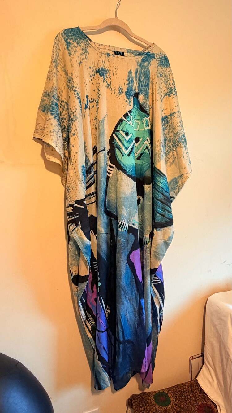 Nf Free Size African Woman Print Kaftan Dress
